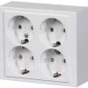 New Jussi/Impressivo 4-dobbelt schuko stikkontakt, hvid Stikkontakter