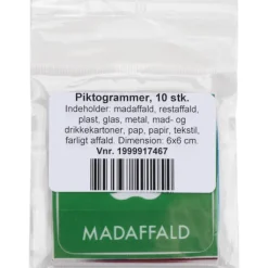Online blandet piktogrampakke med 10 stk, selvklæbende, 6x6 cm Rengøring & Affald