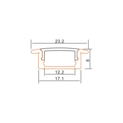 New All Light aluprofil 1, indbygning, 2 meter Led Skinner