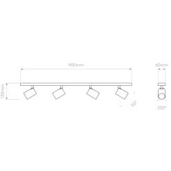 Best Astro Ascoli Four Bar spotlampe, 4 spots, Loftlamper|Indendørs Belysning