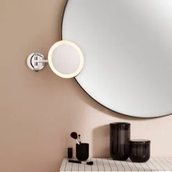 Hot Astro Mascali makeup spejl med lys, Ø21,5 cm, krom Spejle Med Lys