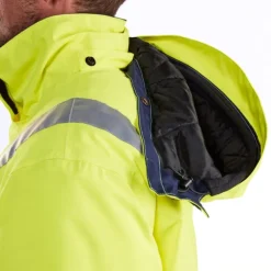 Clearance Hi-Vis vinterjakke, hi-vis gul/marine, str. 4XL Jakker & Veste