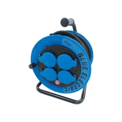 Outlet Blue Electric Kabeltromle med 4 udtag, 3x1,5 mm², blå, Kabeltromler