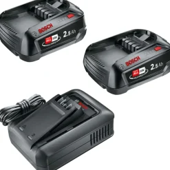 Clearance Bosch batterisæt, med 2 batterier og 1 oplader, 18V 2 x 2,5 Ah Batterier & Opladere