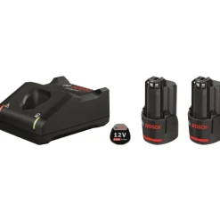 Hot oplader og 2x12V batterier, 3,0Ah Batterier & Opladere