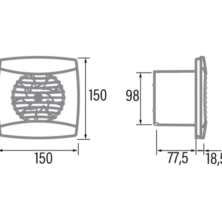 Clearance UC-10 badventilator, Ø100 mm, Badeværelsesventilatorer
