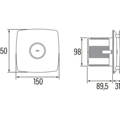 Discount X-Mart 10 badventilator, fugtstyring, timer, Ø100 mm, rustfrit stål Badeværelsesventilatorer