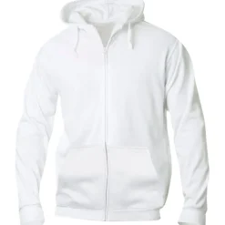 Clearance Basic hoodie med lynlås, hvid, str. 2XL Trøjer, Hoodies Og Sweatshirts