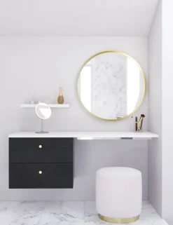 Clearance You Moon spejl med lys, messing, Spejle Med Lys