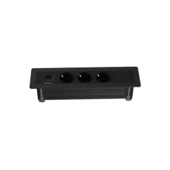 Sale indbygget stikkontakt, 3 stik, A+C USB-oplader, sort Stikdåser