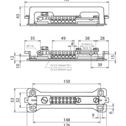 Hot Desitek PAS 9AK potentialudligningsskinne, MS, 7x2,5-25 mm² Tavletilbehør