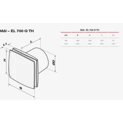 Sale EL 700Q TH badventilator, fugtstyring, timer, Ø100 mm, Duka|Badeværelsesventilatorer