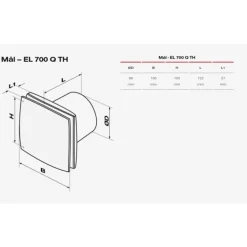 Sale EL 700Q TH badventilator, fugtstyring, timer, Ø100 mm, Duka|Badeværelsesventilatorer