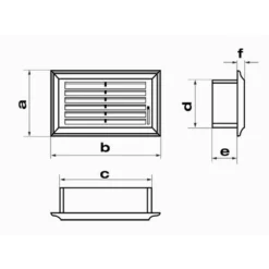 Outlet jalousirist til fladkanal, 110 x 55 mm, hvid Ventilationsriste|Duka