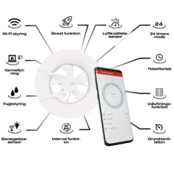 Outlet S8 badventilator, Wi-Fi, hvid Duka|Badeværelsesventilatorer