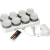 Clearance Mini genopladelige LED indsats, farvet lys, 8 stk. Bordlamper