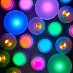 Clearance Mini genopladelige LED indsats, farvet lys, 8 stk. Bordlamper