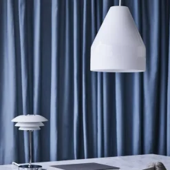 DL20 bordlampe, krom/hvid Dyberg Larsen