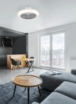 Discount Kostrena ventilator med lys, hvid/grå Loftventilatorer