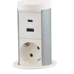 E-Line pop-up stikdåse med 2 udtag & USB A+C, schuko Stikdåser