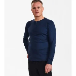 Hot FE Engel Grandad langærmet t-shirt, marineblå, str. 2XL T-Shirts & Poloshirts