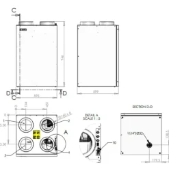 Online ECO 375 Tl ventilationsanlæg med varmegenvinding, PET veksler, Ø160 mm Varmegenvinding