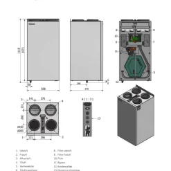 Outlet ECO 275 ventilationsanlæg med varmegenvinding, Ø160 mm Varmegenvinding