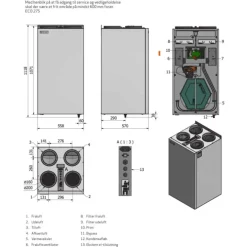ECO 275 ventilationsanlæg med varmegenvinding, Ø160 mm Varmegenvinding