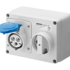 Outlet CEE stikkontakt, 3P, 16A, 230V, IP44 Industrimateriel|Cee Vægudtag