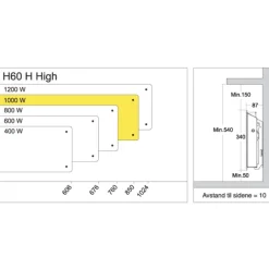 H60 H elradiator, 230V, 1000W, hvid, 12-16 m² Tilbud|Elradiatorer