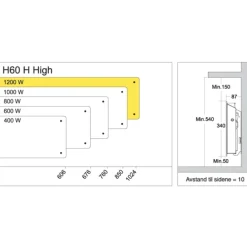 Hot H60 H elradiator, 230V, 1200W, hvid, 15-19 m² Elradiatorer