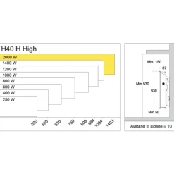 Sale H40 H elradiator, 230V, 2000W, 27-31 m² Elradiatorer