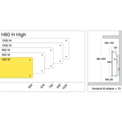 Best H60 H elradiator, 230V, 400W, sort, 4-8 m² Elradiatorer