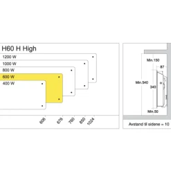Outlet H60 H elradiator, 230V, 600W, sort, 7-11 m² Elradiatorer