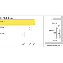 Sale H60 L elradiator, 230V, 1000W, sort, 12-16 m² Elradiatorer