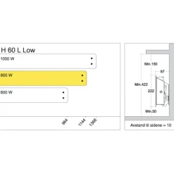 H60 L elradiator, 230V, 800W, sort, 9-13 m² Elradiatorer