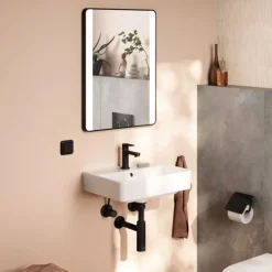 Outlet Xarita Lite Q spejl med lys, 50x70 cm, sort Spejle Med Lys