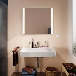 Sale Xarita Lite Q spejl med lys, 80x70 cm, hvid Spejle Med Lys