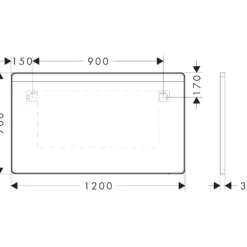 Best Xarita Lite Q spejl med lys, sensor, 120x70 cm, sort Spejle Med Lys