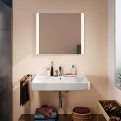 Clearance Xarita Lite Q spejl med lys, sensor, 80x70 cm, hvid Spejle Med Lys