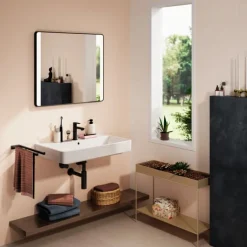 New Xarita Lite Q spejl med lys, sensor, 80x70 cm, sort Spejle Med Lys