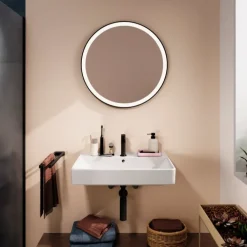 Outlet Xarita Lite S spejl med lys, sensor, Ø70 cm, sort Spejle Med Lys