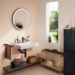 Outlet Xarita Lite S spejl med lys, sensor, Ø70 cm, sort Spejle Med Lys