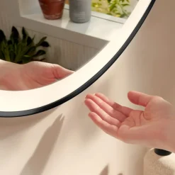 Outlet Xarita Lite S spejl med lys, sensor, Ø70 cm, sort Spejle Med Lys