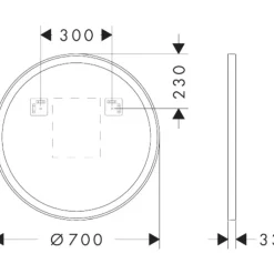 Outlet Xarita Lite S spejl med lys, sensor, Ø70 cm, sort Spejle Med Lys