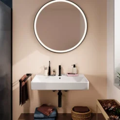 Clearance Xarita Lite S spejl med lys, sensor, Ø90 cm, sort Spejle Med Lys