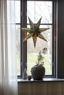 Clearance julestjerne med lys, , grøn Julestjerner Med Lys