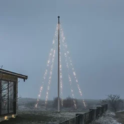Hot lyskæde til flagstang, 500 varm hvide lys, 8 meter Tilbud|Udendørs Julelys