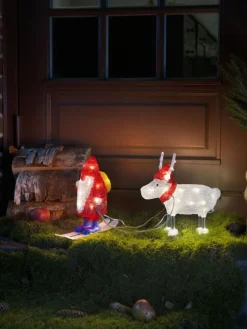 Hot nisse med rensdyr Julepynt Med Lys