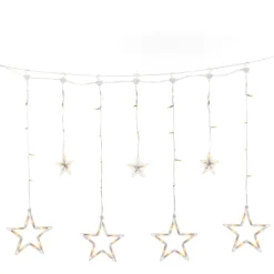 New udendørs lysgardin, 7 ravfarvede lys, stjerner Udendørs Julelys